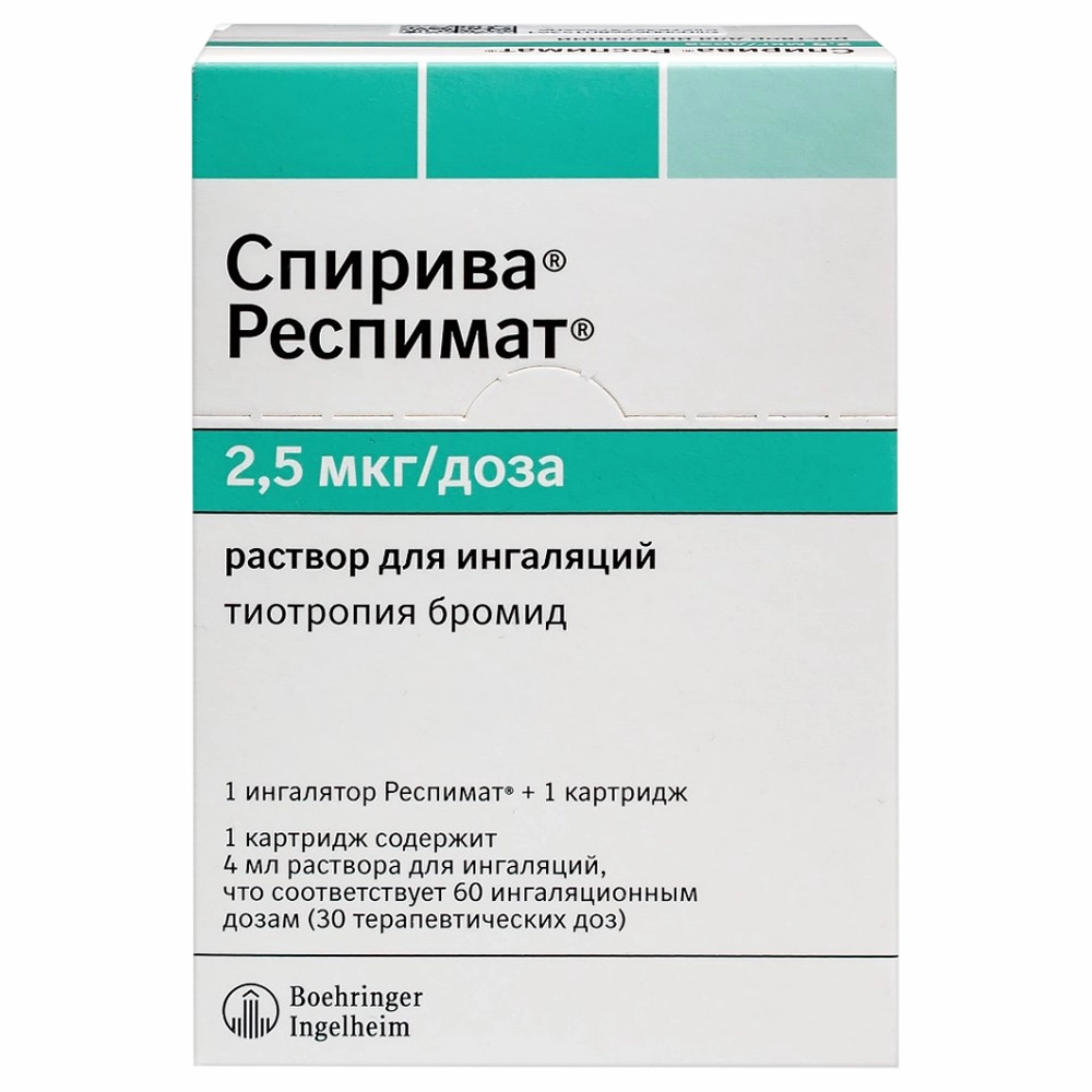 Спирива респимат 2,5 мкг/доза раствор для ингаляций, картридж,  4 мл