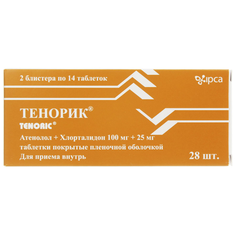 Тенорик 100 мг/25 мг таблетки, покрытые пленочной оболочкой, 28 шт.