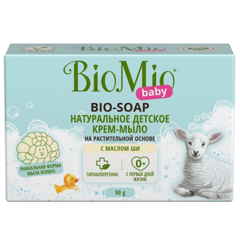 Biomio baby крем-мыло детское с маслом ши 0+ экологичное, 90г