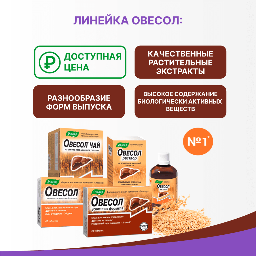 Овесол Усиленная формула Эвалар таблетки, 60 шт.