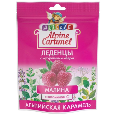 Альпийская карамель леденцы детские малина с витамином С, 75г