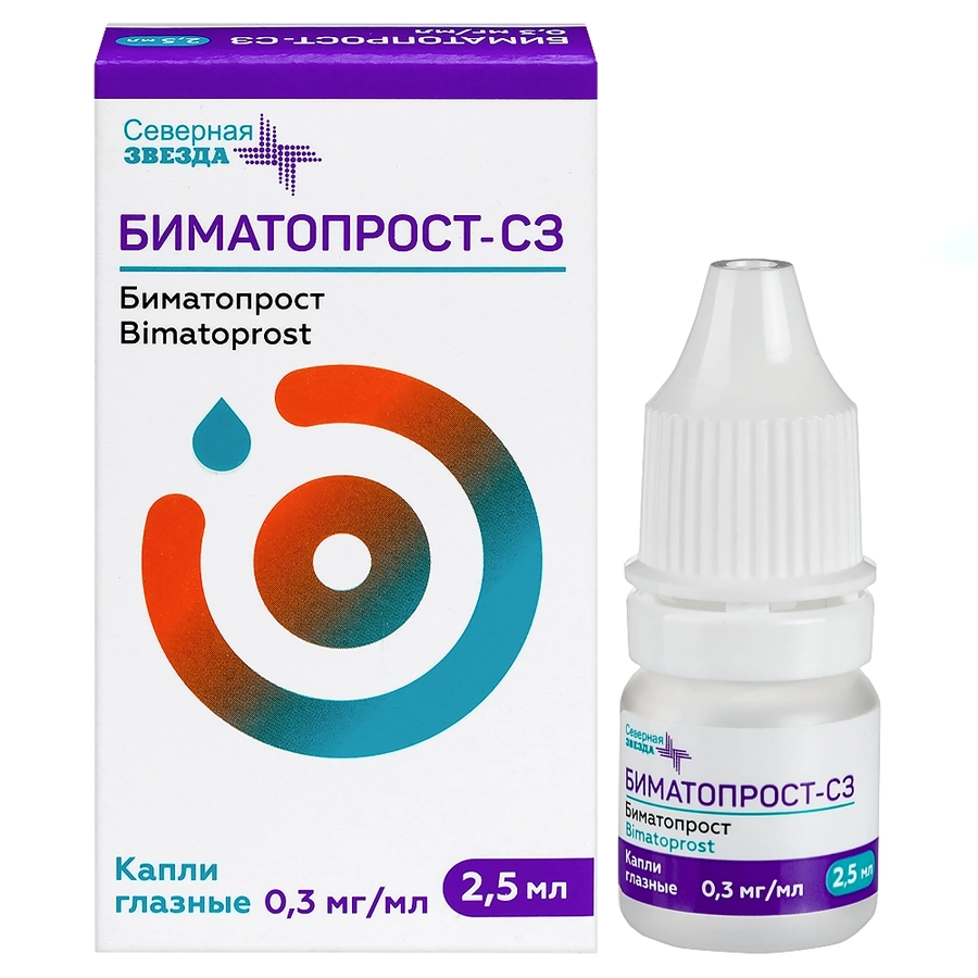 Биматопрост-СЗ 0,3 мг/мл капли глазные, 2,5 мл