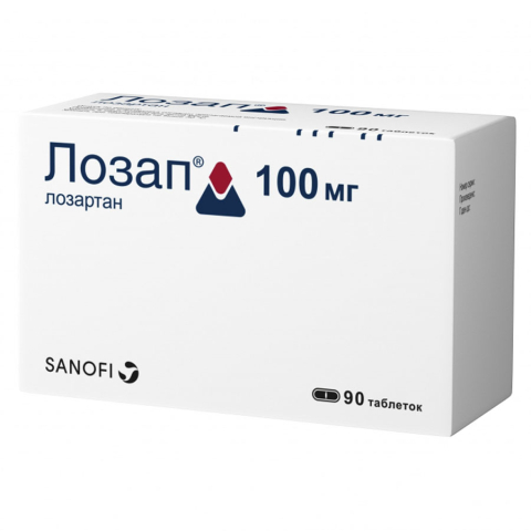 Лозап 100 мг таблетки, покрытые пленочной оболочкой, 90 шт.