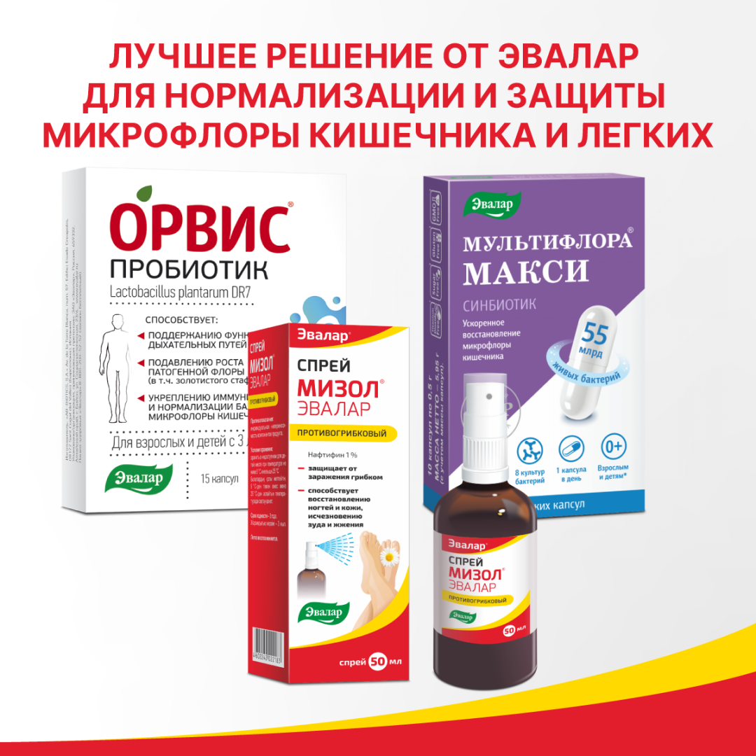 Мизол спрей 1% противогрибковый Эвалар 50мл 