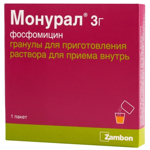 Монурал 3г пакет гранулы для приготовления раствора для приема внутрь, 1 шт.