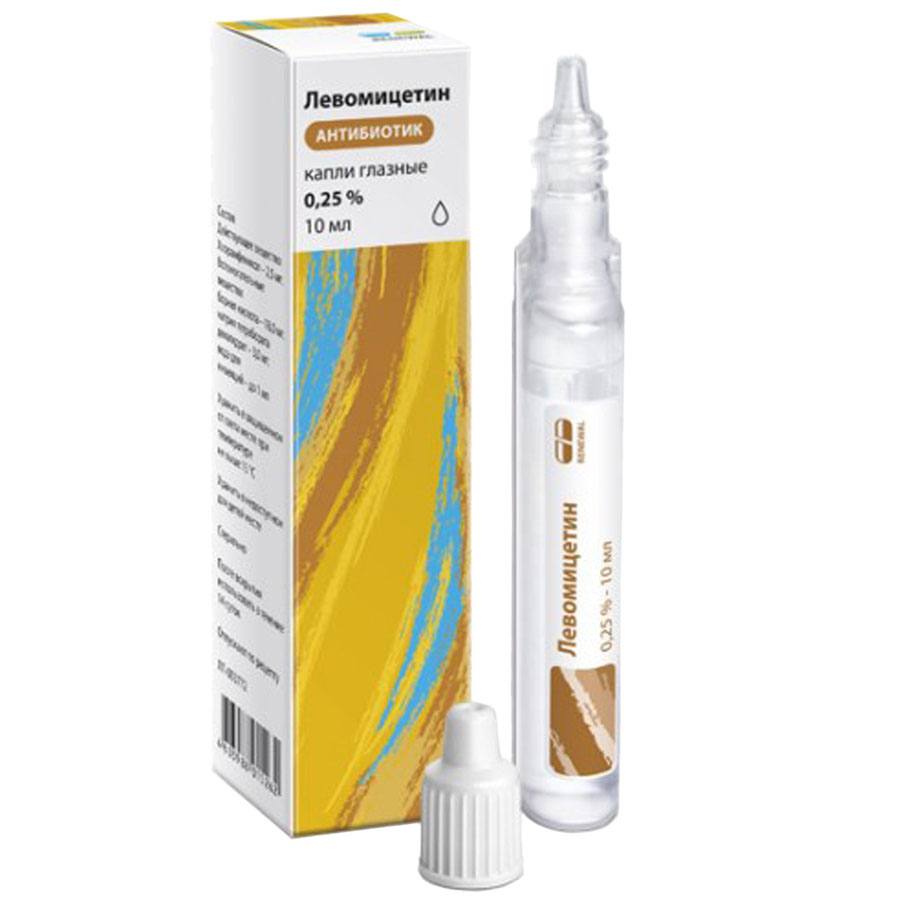 Левомицетин Реневал 0,25% капли глазные, 10 мл