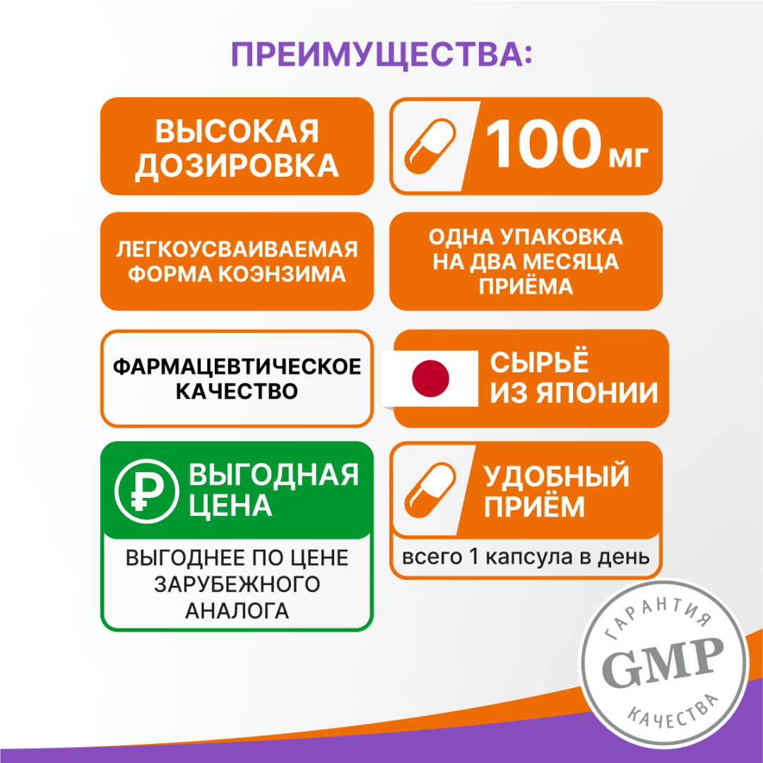 Коэнзим Q10 100 мг капсулы, 60 шт, Эвалар