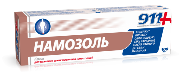 911 Намозоль крем для удаления сухих мозолей и натоптышей 100 мл