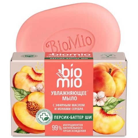 БиоМио мыло натуральное Персик и ши, 90г