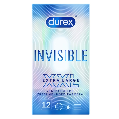 Дюрекс презервативы инвизибл XXL из натурального латекса ультратонкие, 12 шт.