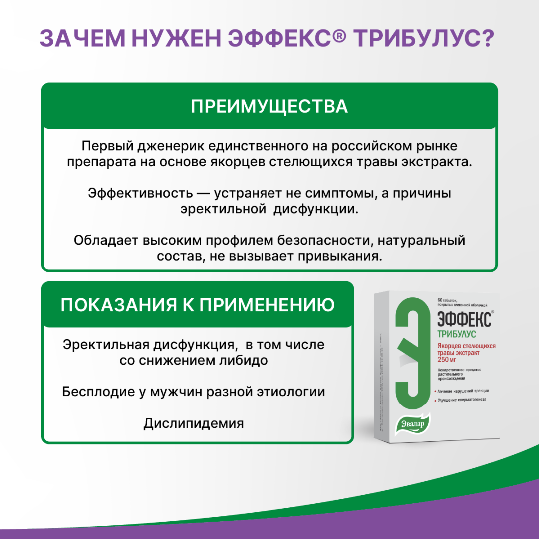 Эффекс трибулус 250мг таблетки, покрытые пленочной оболочкой, 60 шт.