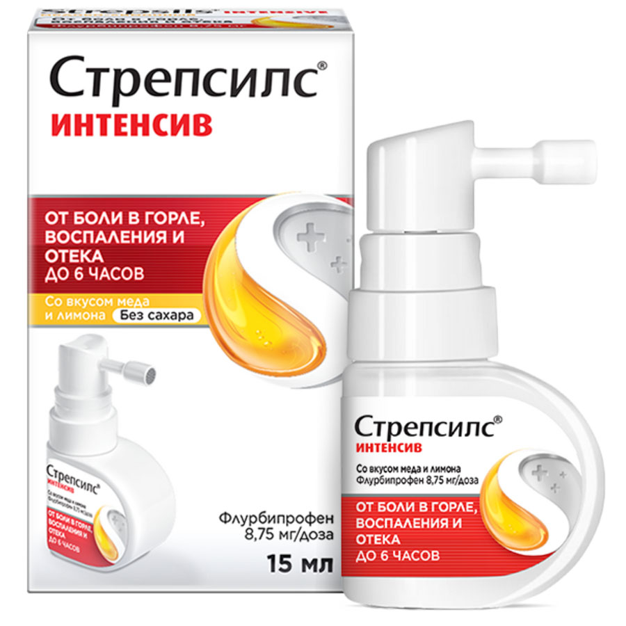Стрепсилс Интенсив 8,75 мг/доза спрей со вкусом меда и лимона, 15 мл
