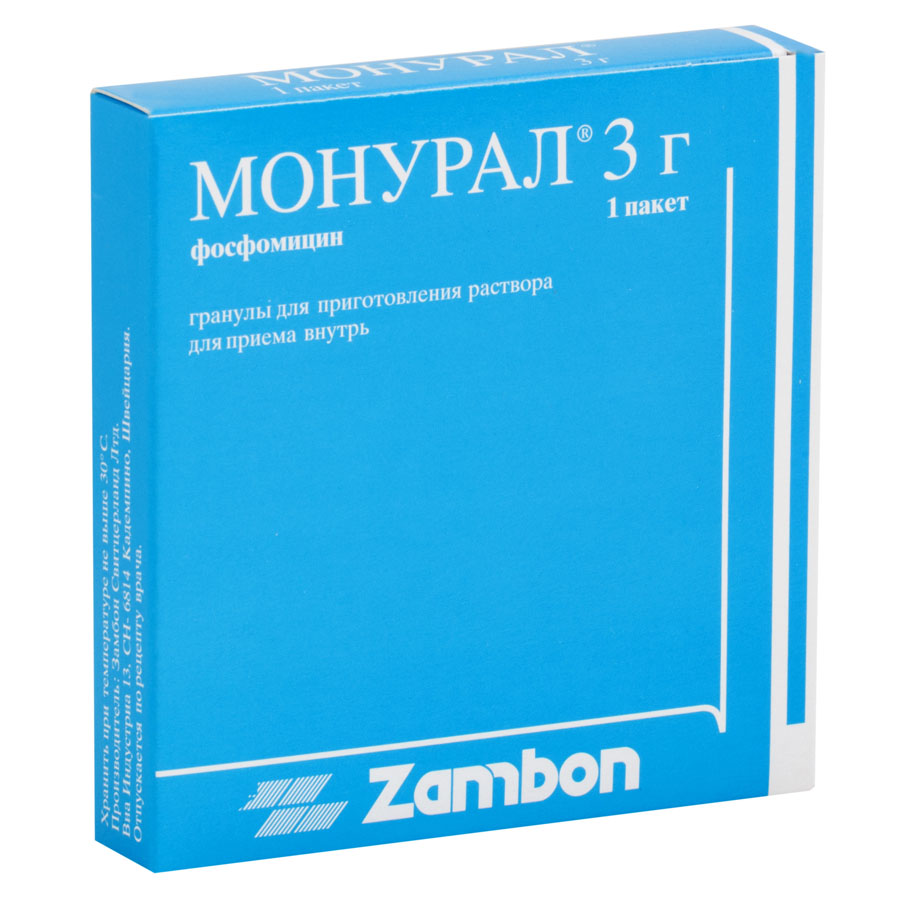 Монурал 3г пакет гранулы для приготовления раствора для приема внутрь, 1 шт.