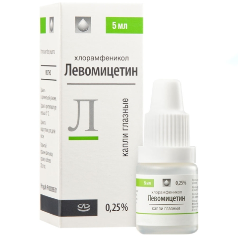 Левомицетин 0,25% капли глазные, 5 мл