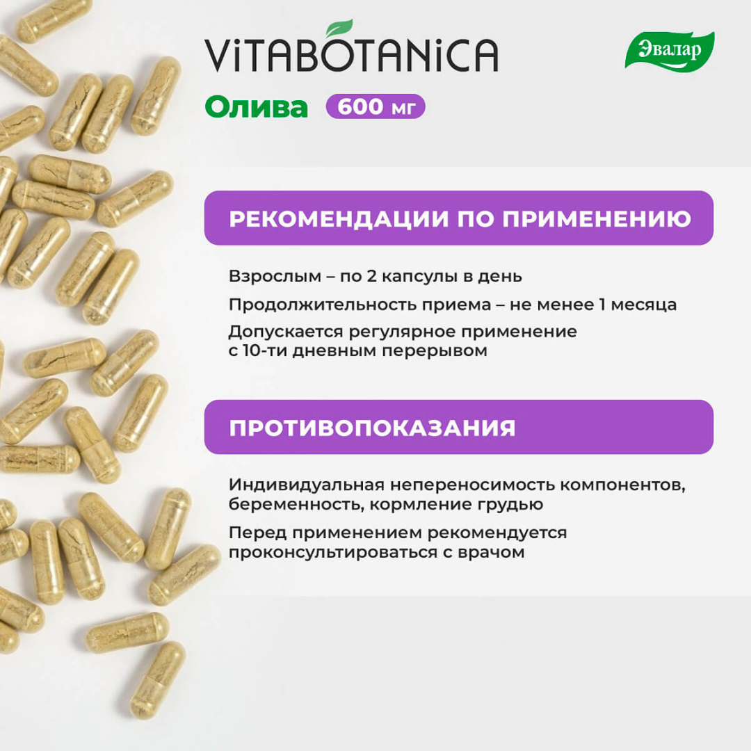 ВитаБотаника Олива Эвалар капсулы, 60 шт.