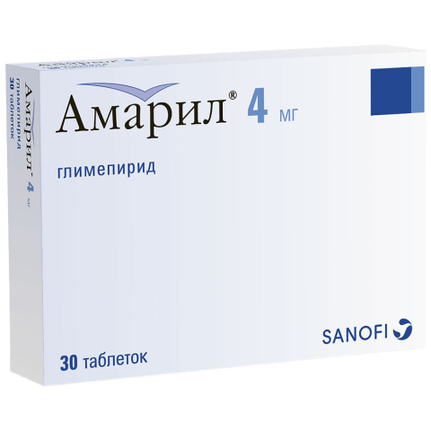 Амарил 4 мг таблетки, 30 шт.