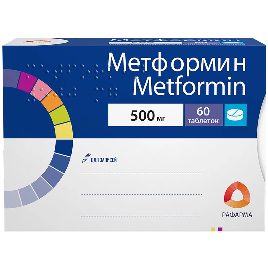 Метформин Рафарма 500 мг таблетки, 60 шт.