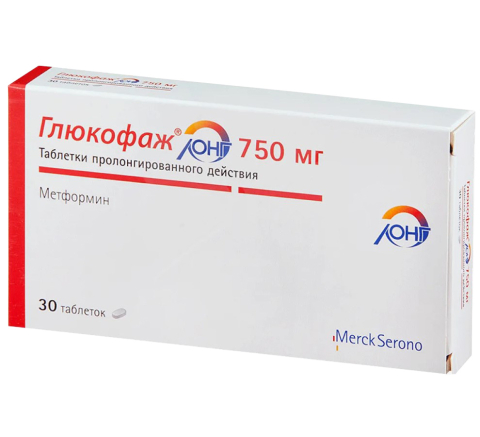 Глюкофаж Лонг 750 мг таблетки, 30 шт.