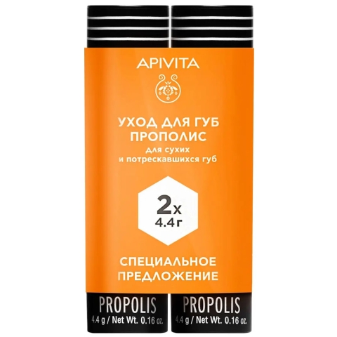 Апивита Набор Уход для губ Прополис 4,4г стик, 2 шт.