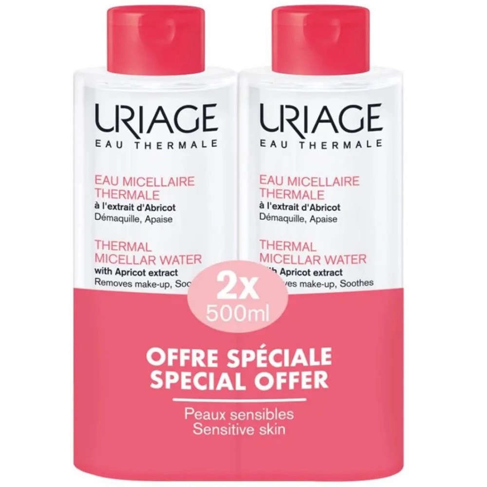 Урьяж Вода Мицеллярная очищающая для чувствительной кожи, 500 мл*2 