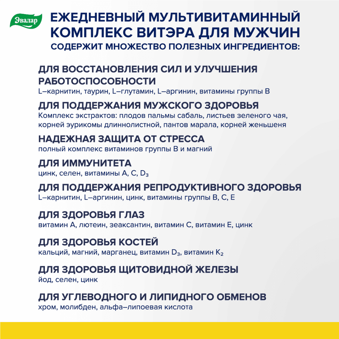 Витэра витамины для мужчин по 1,3г таблетки, 60 шт.