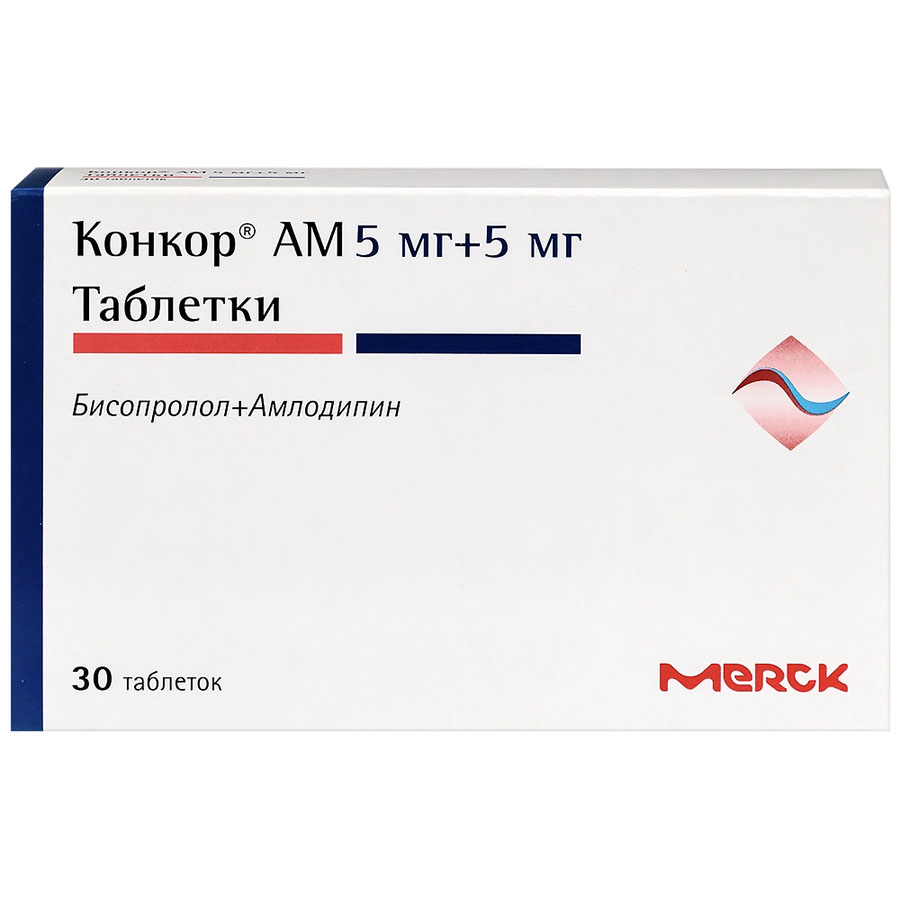 Конкор АМ 5 мг + 5 мг таблетки, 30 шт.