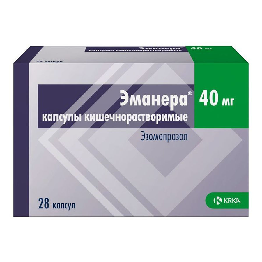Эманера 40мг капсулы кишечнорастворимые, 28 шт.