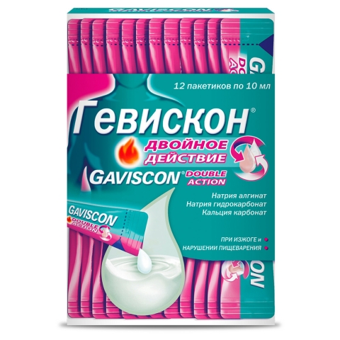 Гевискон двойное действие мята 10 мл суспензия, 12 шт.