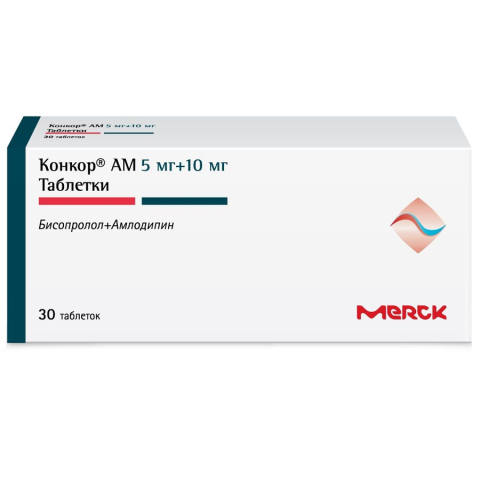 Конкор АМ 5 мг + 10 мг таблетки, 30 шт.