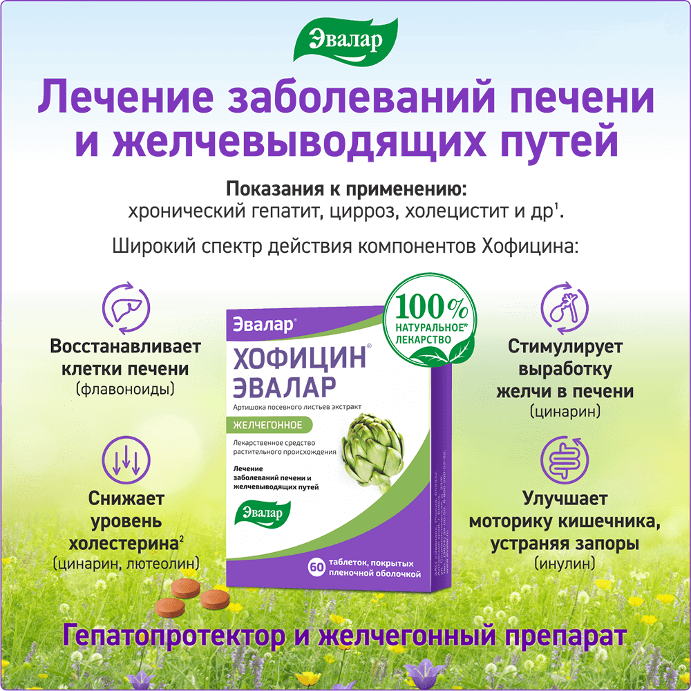 Хофицин, таблетки 200мг, 40 шт., Эвалар 