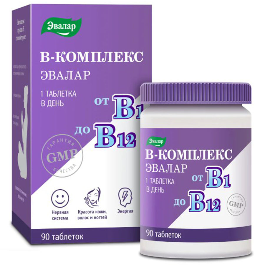 Витамины группы В Эвалар, таблетки, 90 шт.