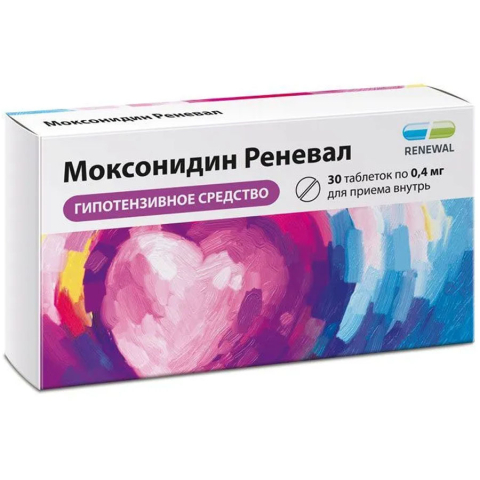 Моксонидин реневал 0,4 мг таблетки, 30 шт.