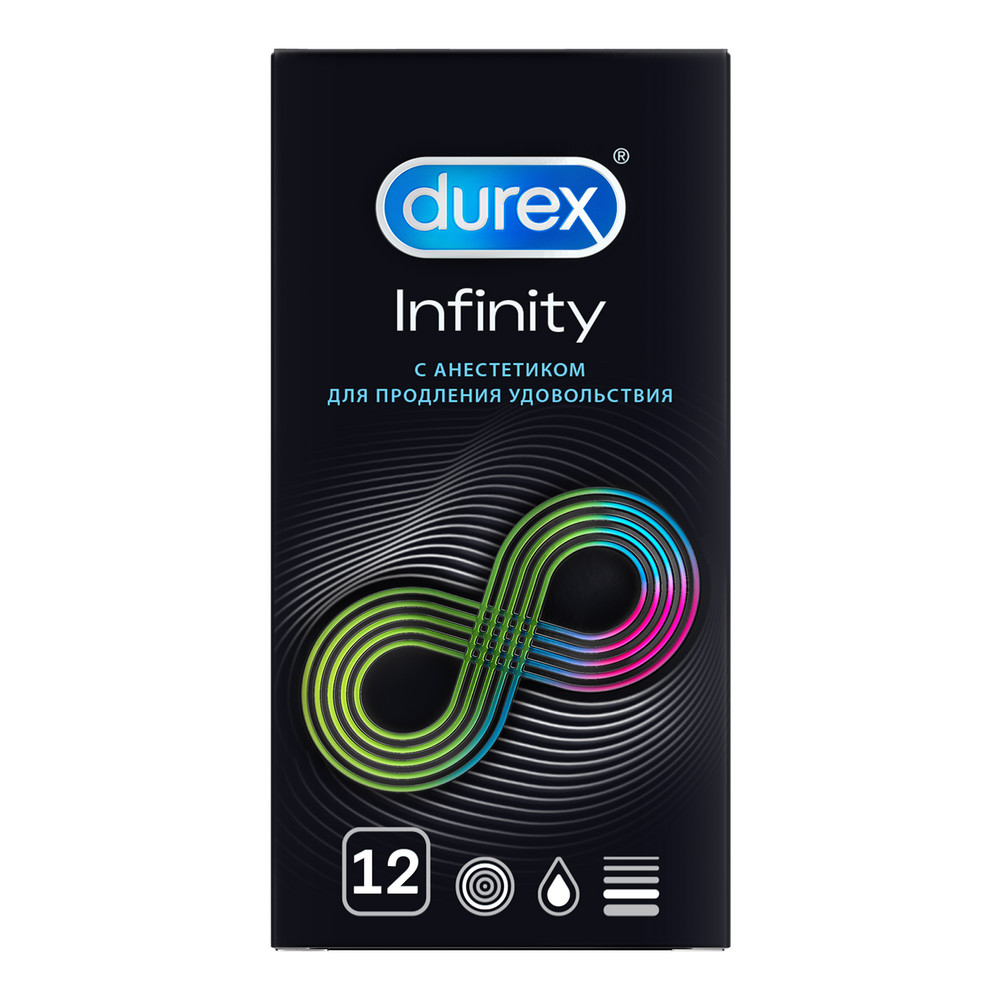 Дюрекс презервативы инфинити с анестетиком, 12 шт.