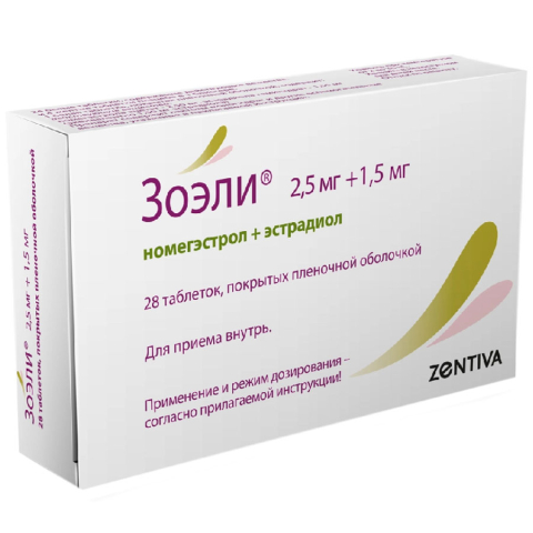 Зоэли 2,5 мг + 1,5 мг таблетки, 28 шт.