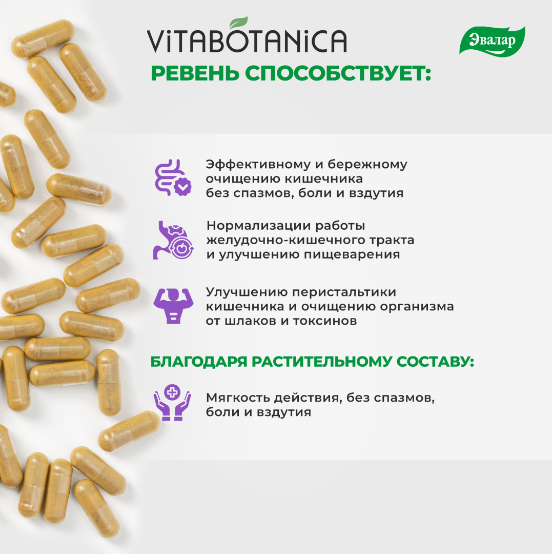 ВитаБотаника Ревень Эвалар капсулы, 60 шт.