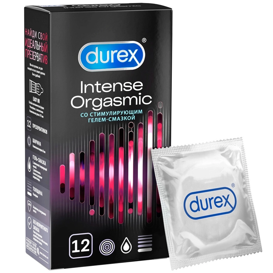 Дюрекс (Durex) Презервативы Intense Orgasmic с ребристой и точечной структурой, 12 шт.