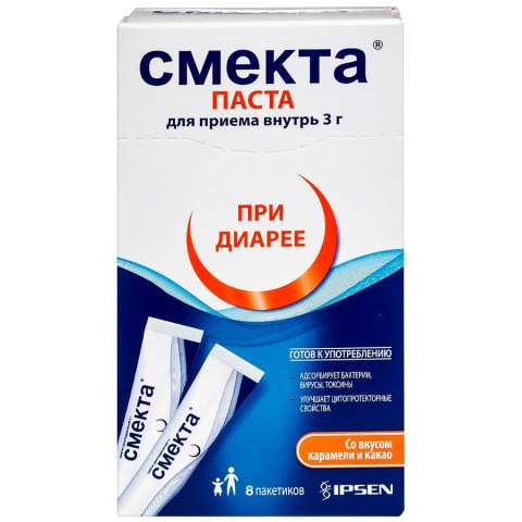 Смекта 3г паста для приема внутрь (карамель/какао), 8 шт.