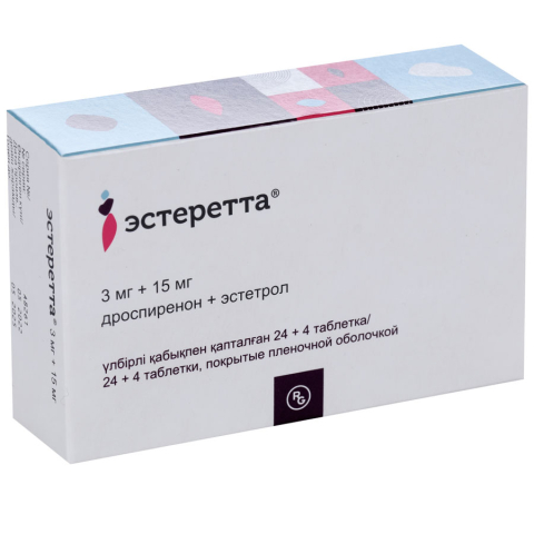 Эстеретта 3 мг + 15 мг таблетки, покрытые пленочной оболочкой, 28 шт.