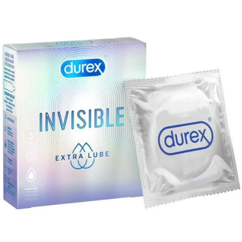 Презервативы Durex Invisible Extra Lube из натурального латекса ультратонкие, 3 шт