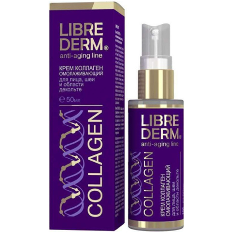 Librederm Коллаген Крем омолаживающий для лица шеи и декольте, 50 мл