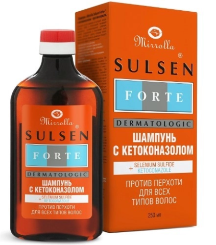 Mirrolla sulsen форте сульсеновый шампунь с кетоконазолом против перхоти 250 мл