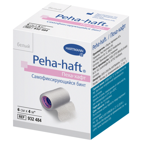 Peha-haft / Пеха-хафт самофиксирующийся бинт 4 м х 6 см белый, 1 шт.