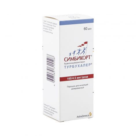 СИМБИКОРТ ТУРБУХАЛЕР 4,5+160МКГ/Д 60ДОЗ ПОР.Д/ИНГ