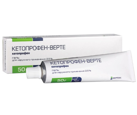 КЕТОПРОФЕН-ВЕРТЕ 2,5%-50Г ГЕЛЬ Д/НАРУЖН.ПРИМ.