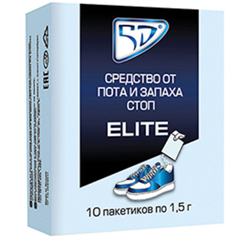 5D пять дней Elite cредство от пота и запаха ног (стоп), порошок 10 пакетиков по 1,5 г
