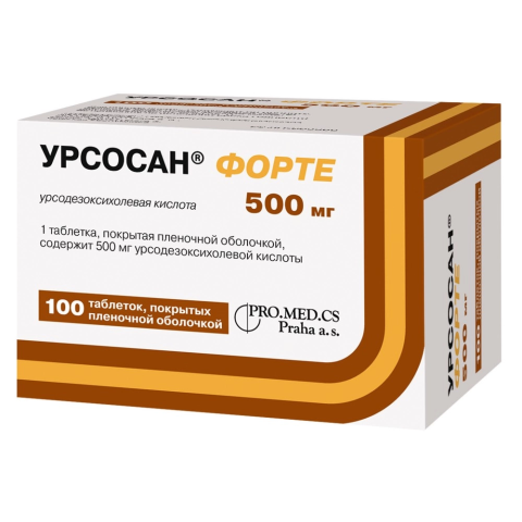 Урсосан 500 мг таблетки, покрытые пленочной оболочкой, 100 шт.