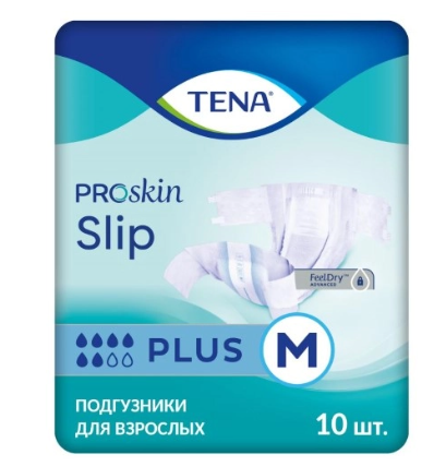 Tena slip plus medium подгузники д/взрослых m обхват талии/бедер до 122 см 10 шт.