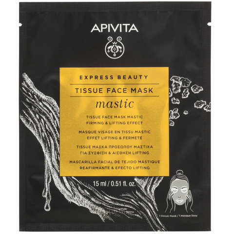 Apivita маска тканевая для лица упругость и лифтинг с мастикой саше, 15 мл