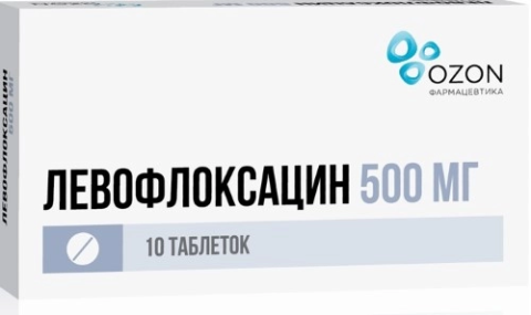 Левофлоксацин 500 мг 10 шт. таблетки, покрытые пленочной оболочкой