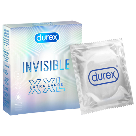 Дюрекс (Durex) Презервативы Invisible XXL из натурального латекса ультратонкие, 3 шт.